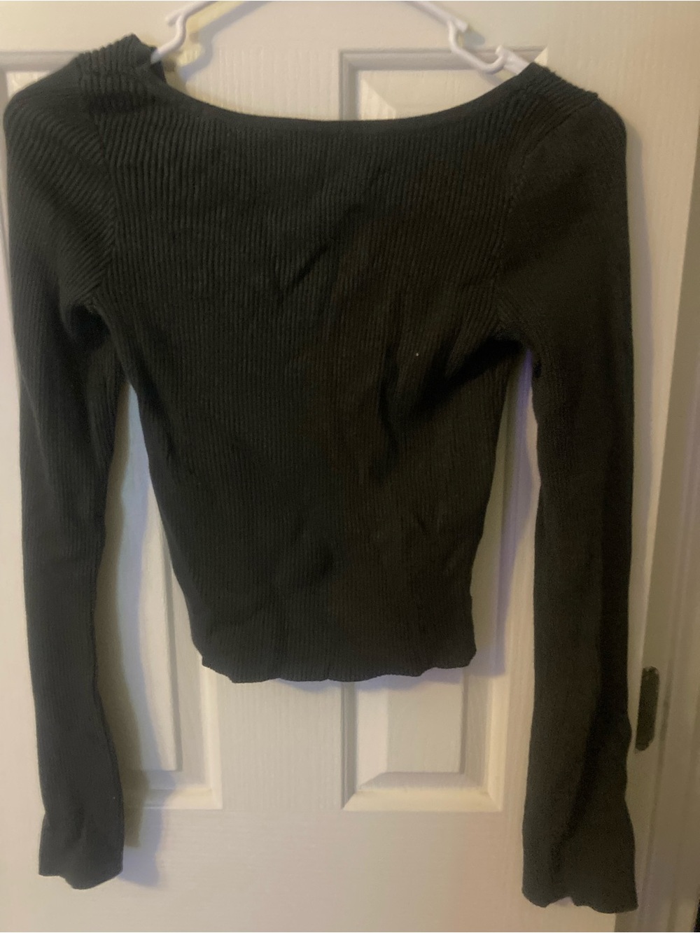 H&M Black Off-Shoulder Ribbed Long-Sleeve Sweater
